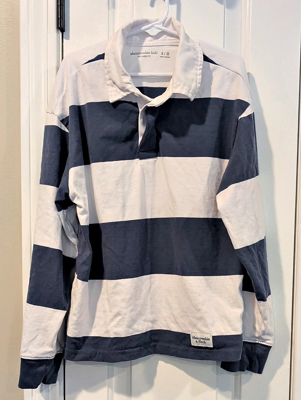 Abercrombie Kids Relaxed Fit Stripe Rugby Shirt Boys Size 9/10